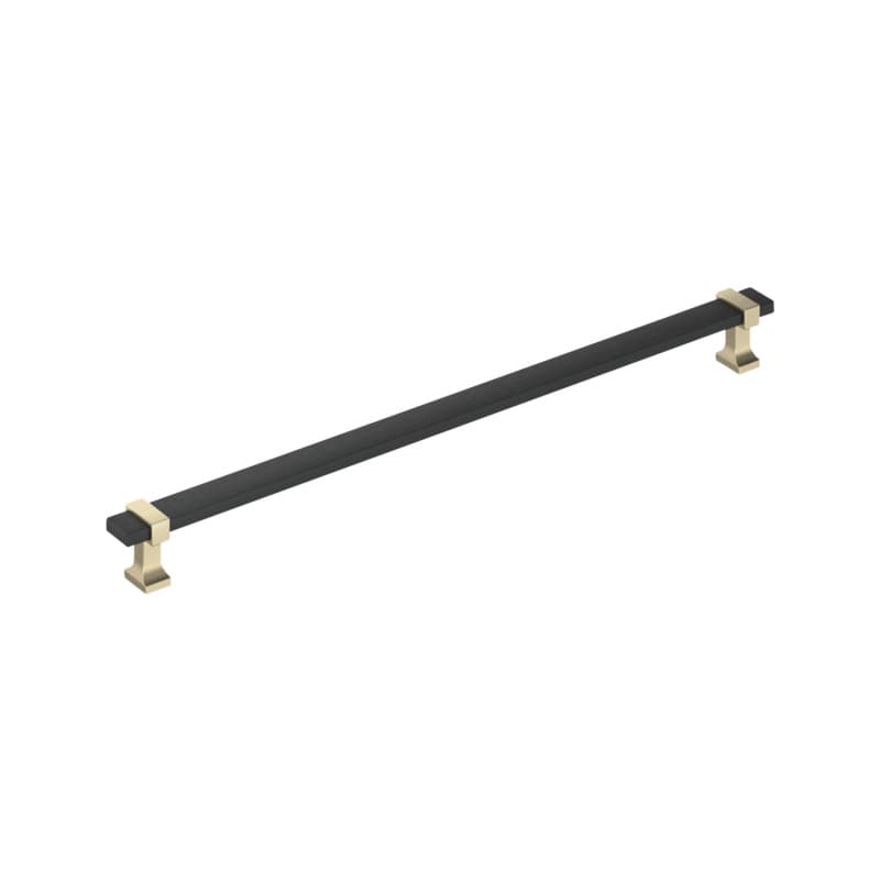12-5/8" Ovaerton Cabinet Pull, Matte Black/Golden Champagne