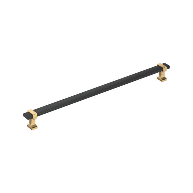 12-5/8" Ovaerton Cabinet Pull, Matte Black/Champagne Bronze