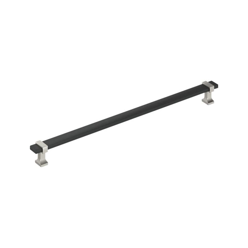 12-5/8" Ovaerton Cabinet Pull, Brushed Matte Black/Satin Nickel