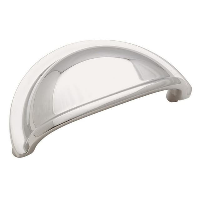 3" Solid Brass Cup Pull, Polished Chrome
