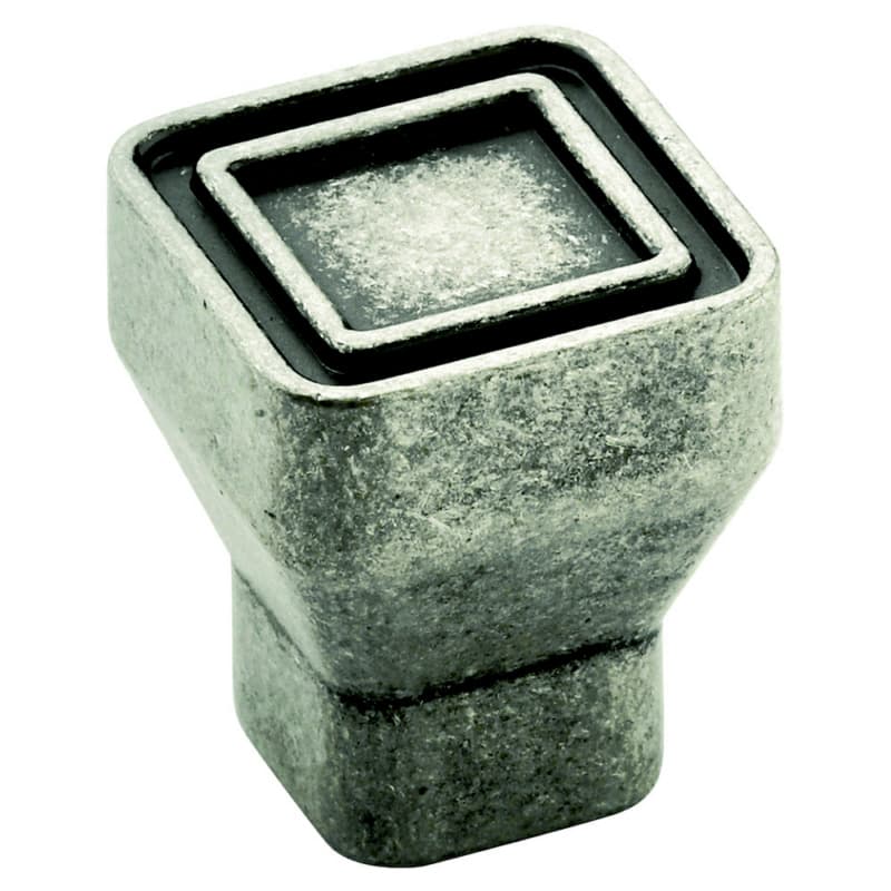 15/16" Polara Square Knob, Aged Pewter