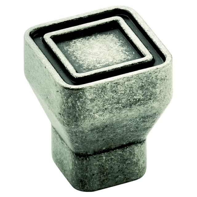 15/16" Polara Square Knob, Aged Pewter