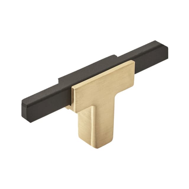 2-5/8" Urbanite T-Handle Knob, Brushed Gold/Matte Black