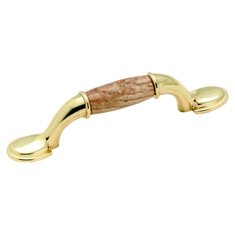 3" Allison Value Hardware Handle Pull, Oak/Polished Brass, 5-3/16" Length