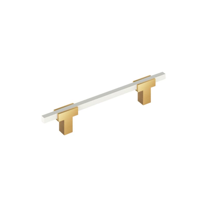 5-1/16" Urbanite Cabinet Pull, Polished Champagne Bronze/White
