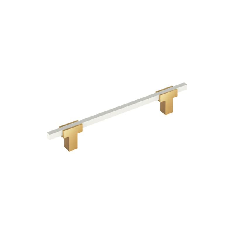 6-5/16" Urbanite Cabinet Pull, Polished Champagne Bronze/White