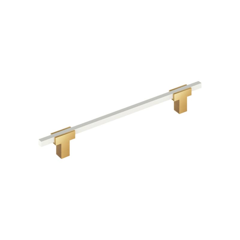 7-9/16" Urbanite Cabinet Pull, Polished Champagne Bronze/White
