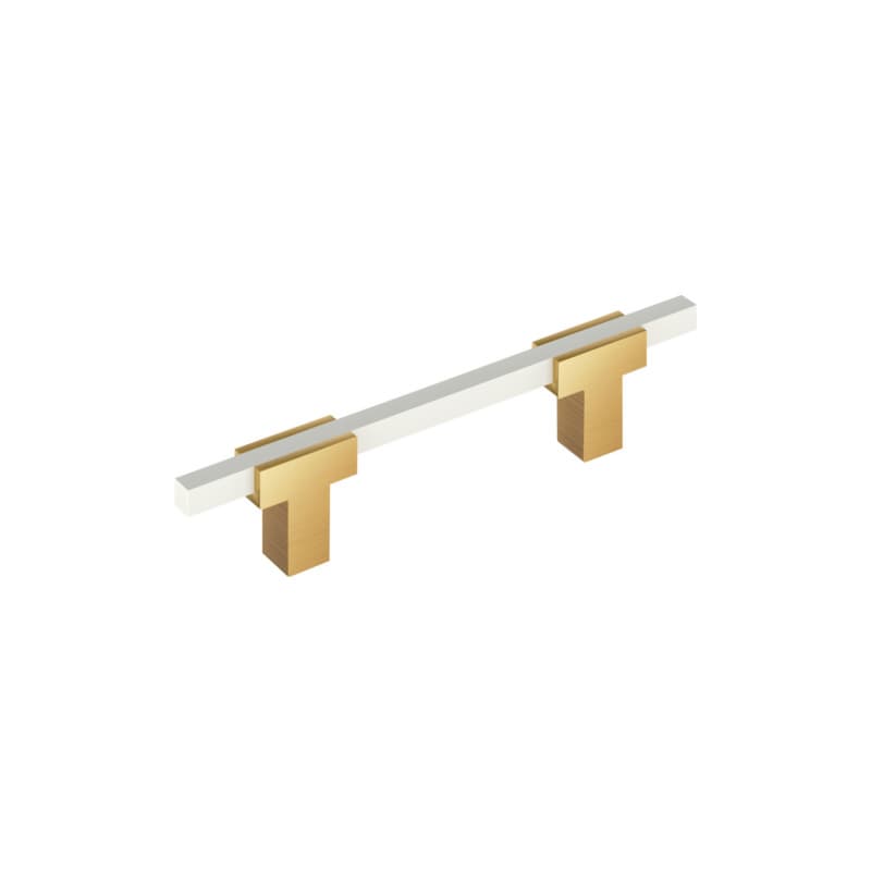 3-3/4" Urbanite Cabinet Pull, Polished Champagne Bronze/White