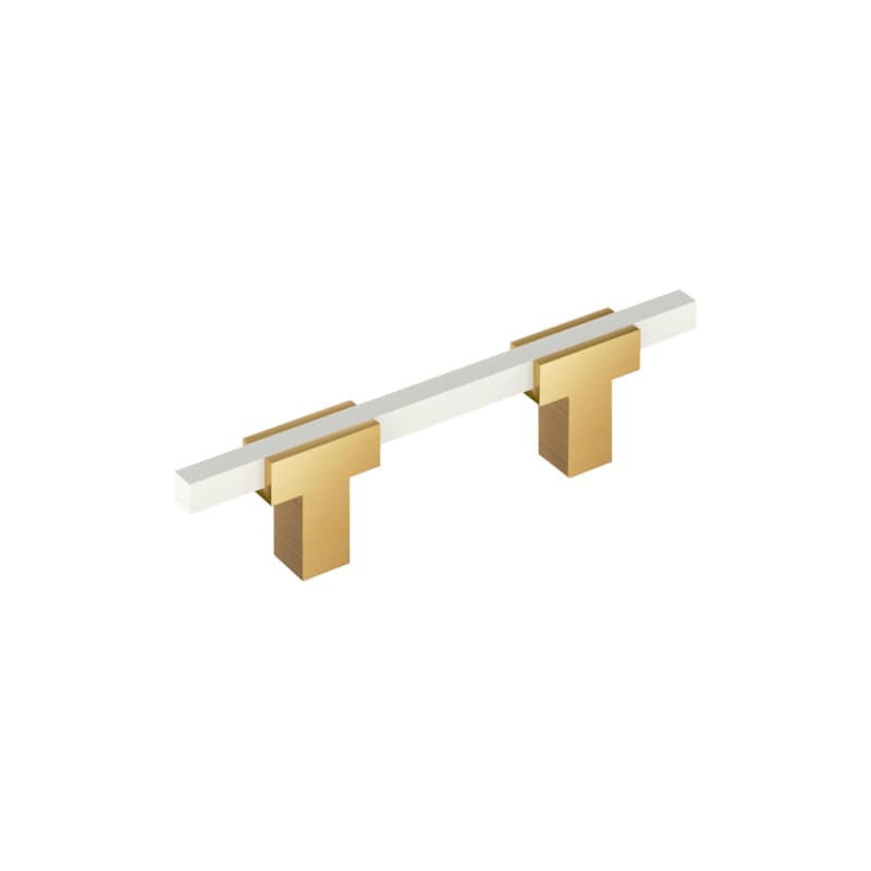3" Urbanite Cabinet Pull, Polished Champagne Bronze/White
