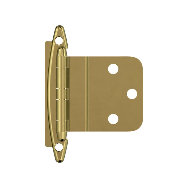 3/8" Inset Face Mount Hinge, Free-Swinging, Polished Brass