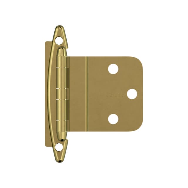 3/8" Inset Face Mount Hinge, Free-Swinging, Polished Brass