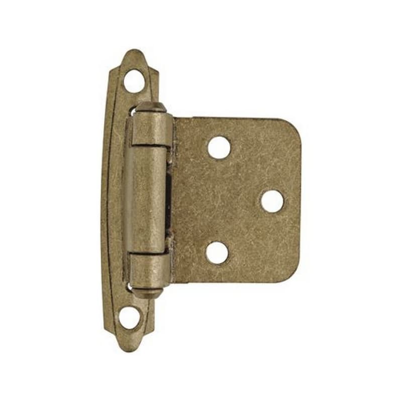 Variable Overlay Face Mount Hinge, Modern Design, Self-Closing, Burnished Brass