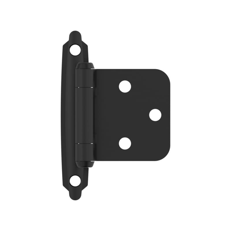 Variable Overlay Face Mount Hinge, Modern Design, Self-Closing, Flat Black