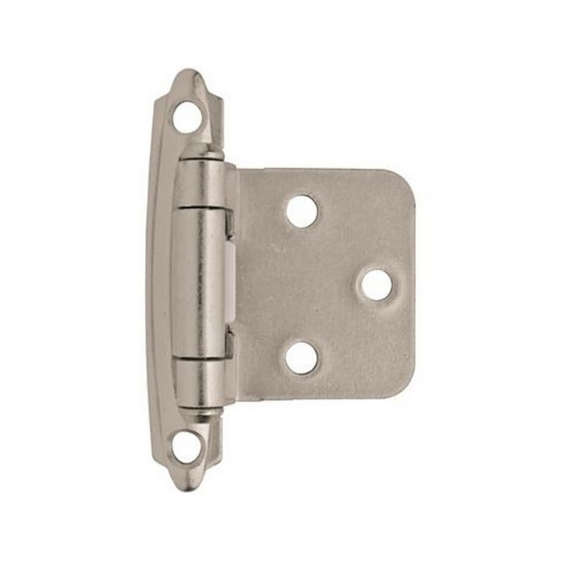 Variable Overlay Face Mount Hinge, Modern Design, Self-Closing, Satin Nickel-Plated