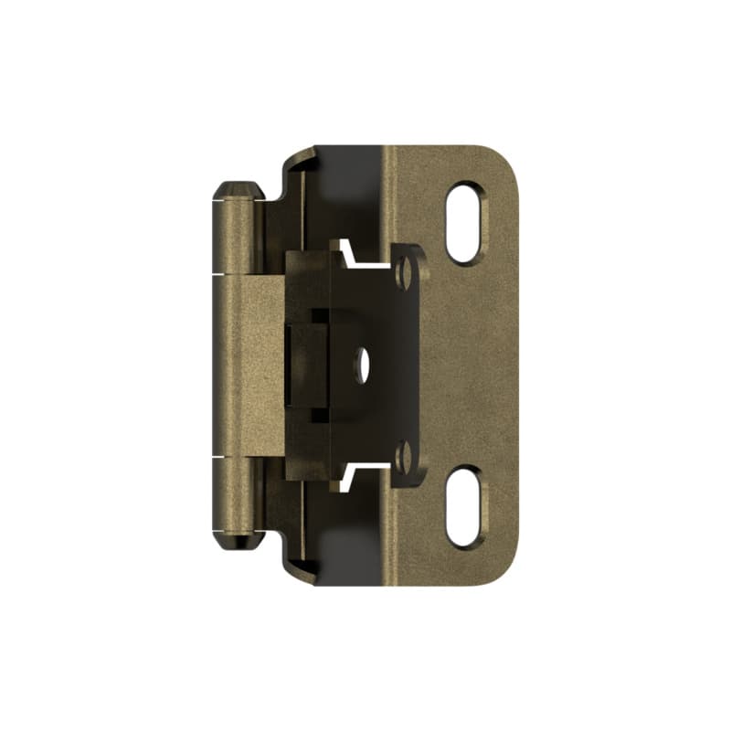Partial Wrap-Around Face-Frame Hinge, Self-Closing, 1/2" Overlay, Burnished Brass