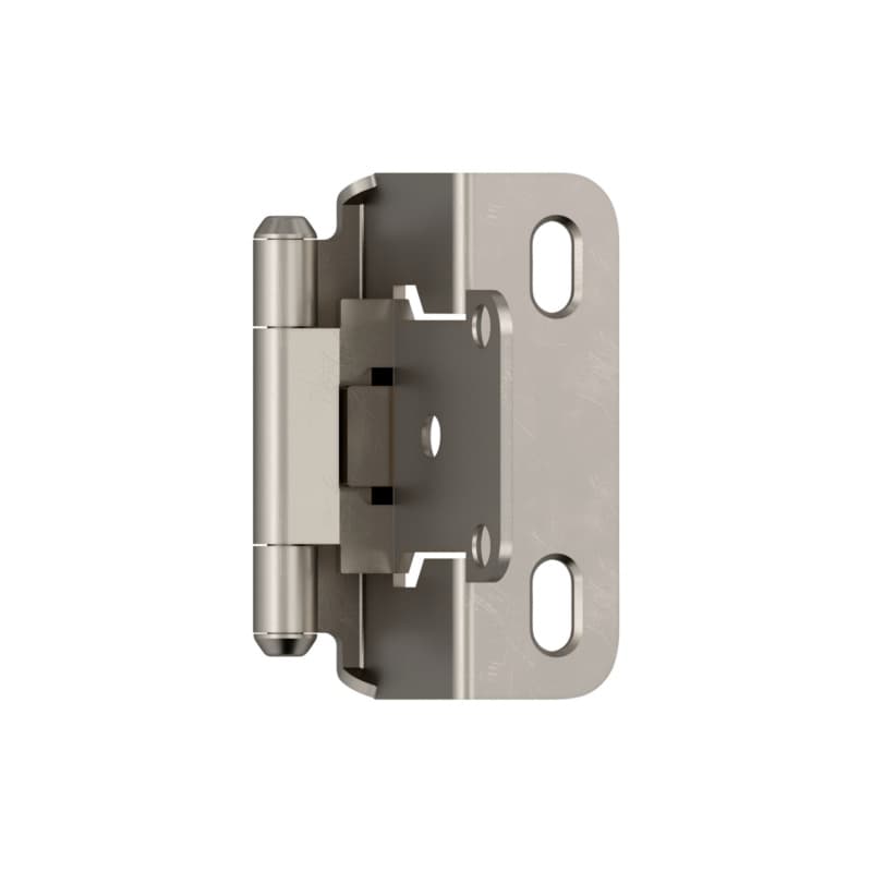 Partial Wrap-Around Face-Frame Hinge, Self-Closing, 1/2" Overlay, Satin Nickel