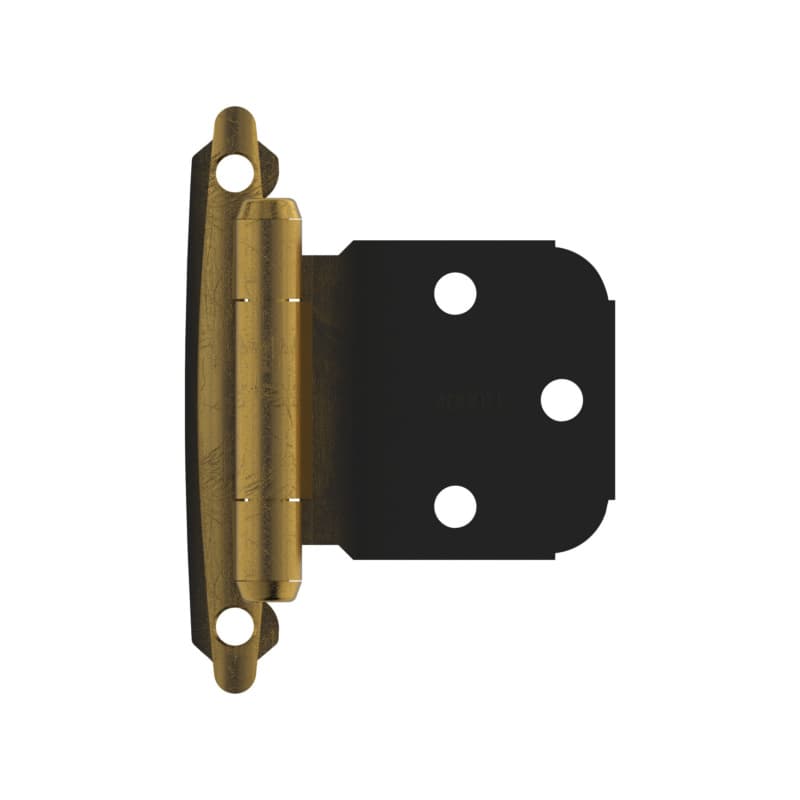 Variable Overlay Face Mount Hinge, Modern Design, Self-Closing, Antique Brass