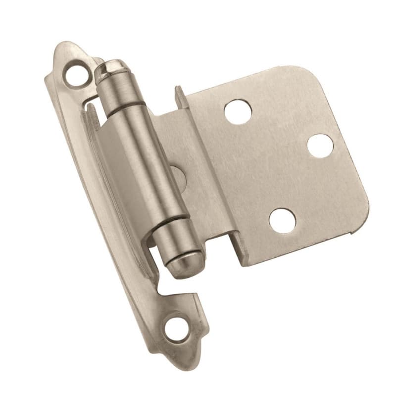 3/8" Inset Face Mount Hinge, Modern Design, Self-Closing, Satin Nickel