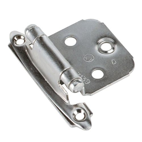 Variable Overlay Face Mount Hinge, Modern Design, Self-Closing, Nickel-Plated