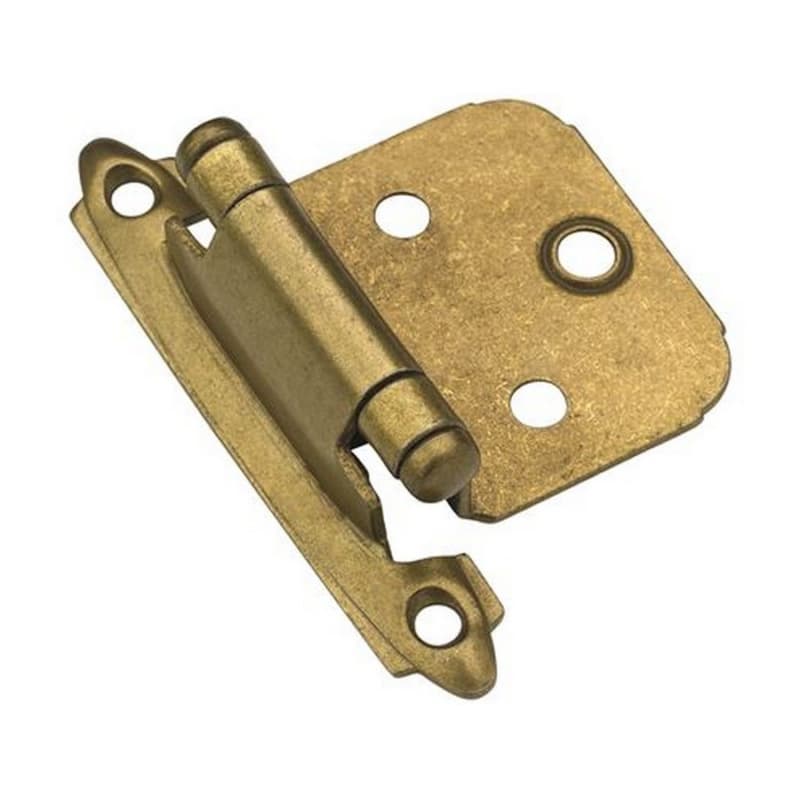 Variable Overlay Face Mount Hinge, Modern Design, Self-Closing, Burnished Brass