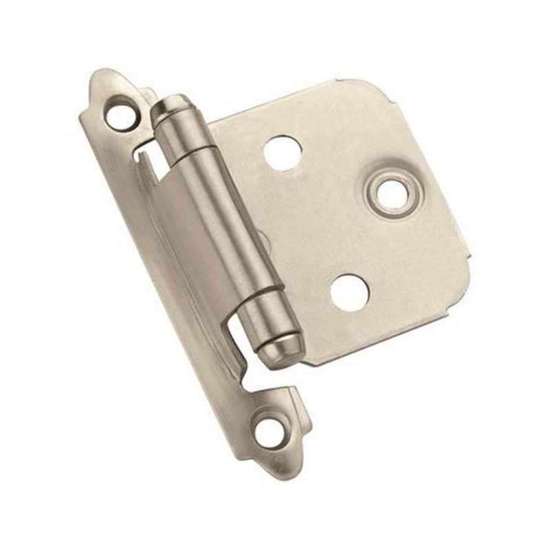 Variable Overlay Face Mount Hinge, Modern Design, Self-Closing, Satin Nickel