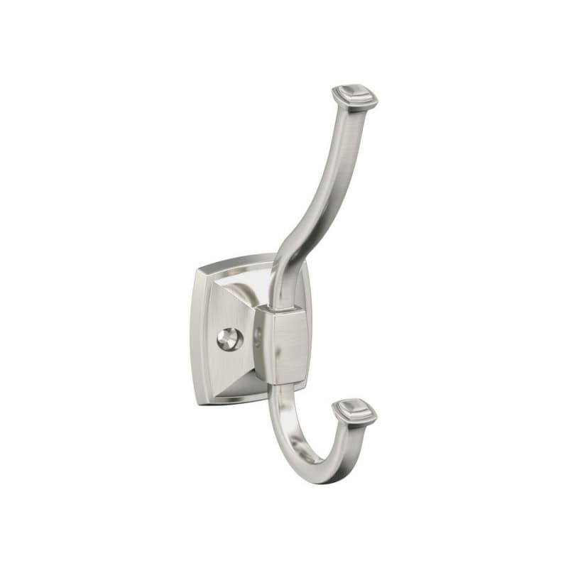 5-1/4" x 5-1/4" Kinsale Double Prong Decorative Wall Hook, Satin Nickel