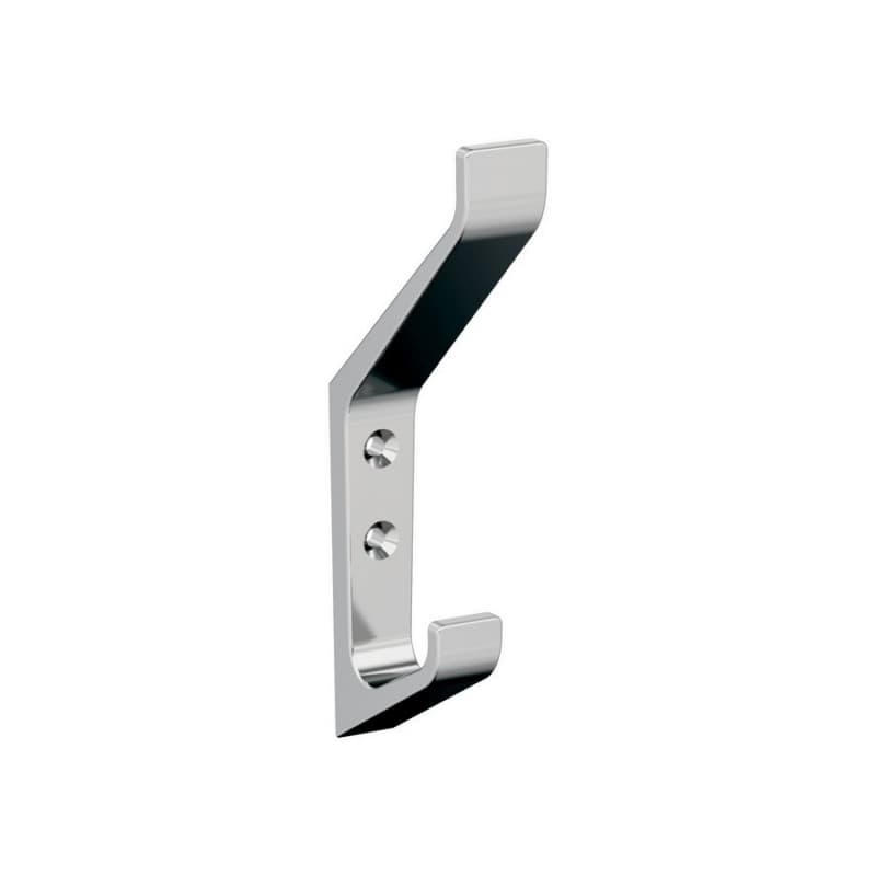5-7/16" x 5-7/16" Emerge Double Prong Decorative Wall Hook, Polished Chrome