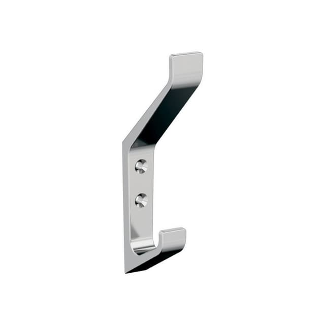 5-7/16" x 5-7/16" Emerge Double Prong Decorative Wall Hook, Polished Chrome