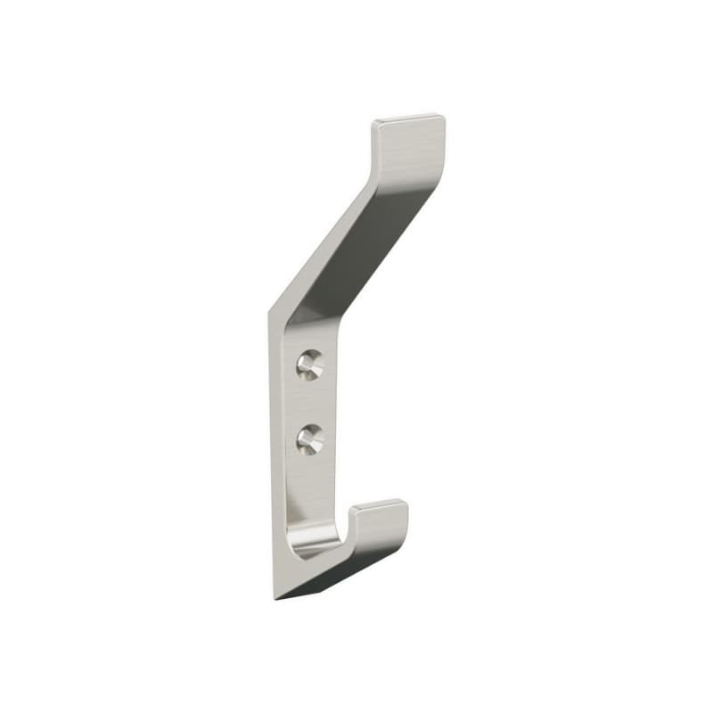 5-7/16" x 5-7/16" Emerge Double Prong Decorative Wall Hook, Satin Nickel