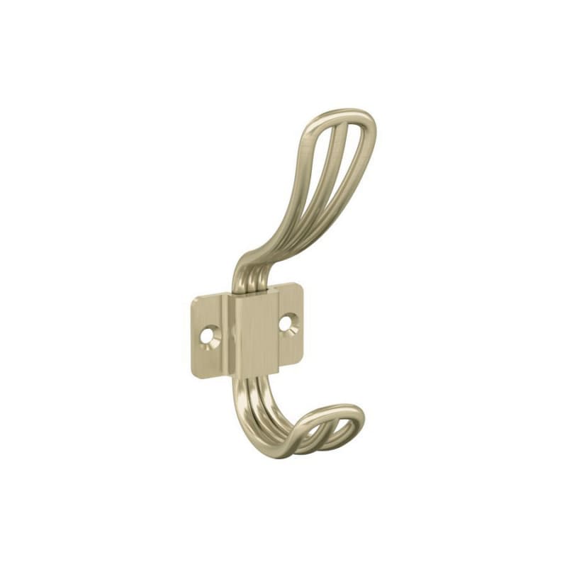 4-11/16" x 4-11/16" Vinland Double Prong Decorative Wall Hook, Golden Champagne