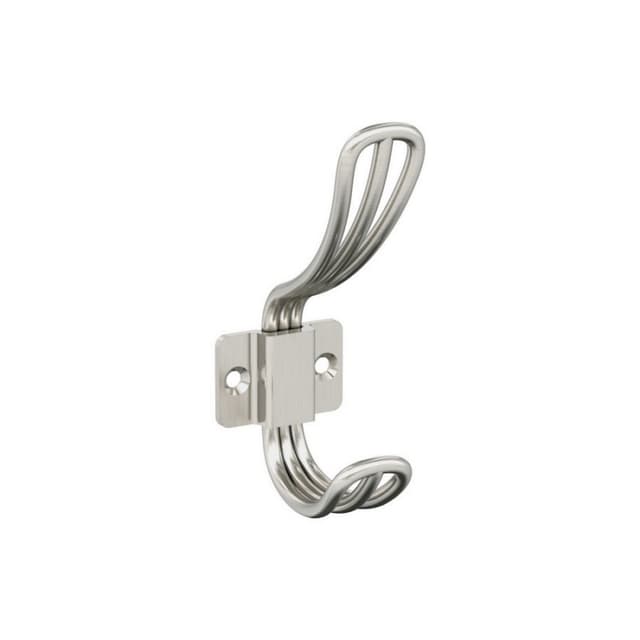 4-11/16" x 4-11/16" Vinland Double Prong Decorative Wall Hook, Satin Nickel