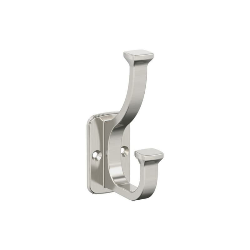 4-1/2" x 4-1/2" Alder Double Prong Decorative Wall Hook, Satin Nickel