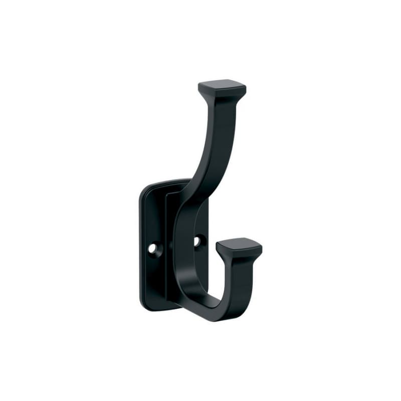 4-1/2" x 4-1/2" Alder Double Prong Decorative Wall Hook, Matte Black