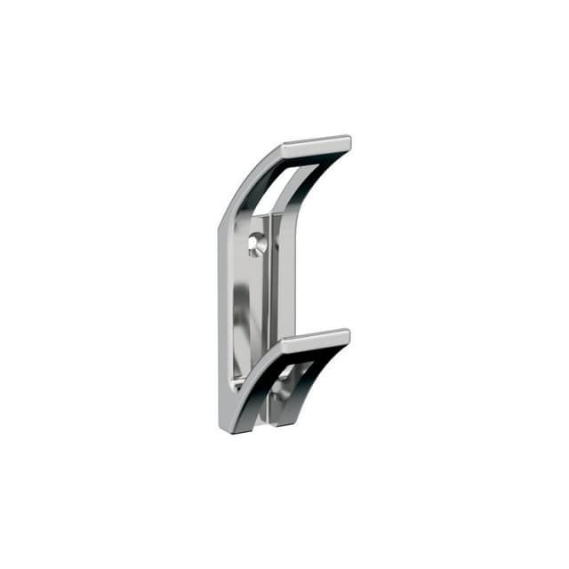 4-1/16" x 4-1/16" Avid Double Prong Decorative Wall Hook, Polished Chrome