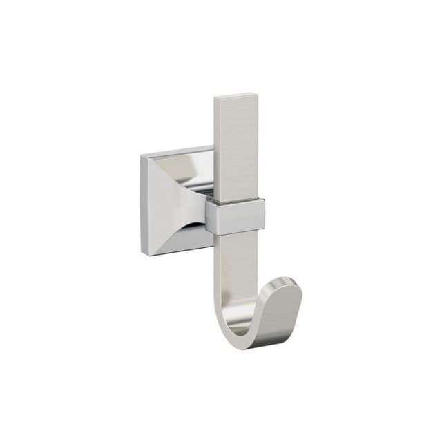 3-15/16" x 3-15/16" Burbank Single Prong Decorative Wall Hook, Satin Nickel/Polished Chrome