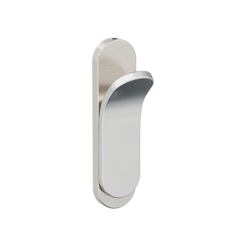 5-1/8" x 5-1/8" Unison Single Prong Decorative Wall Hook, Satin Nickel/Polished Chrome