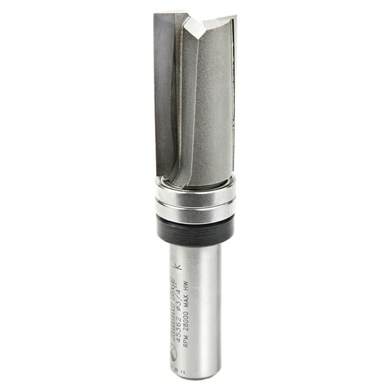 3/4" x 3-1/2" Down Shear Flush Trim Plunge Template Router Bit with Upper Ball Bearing, 2-Flute, 1/2" Shank