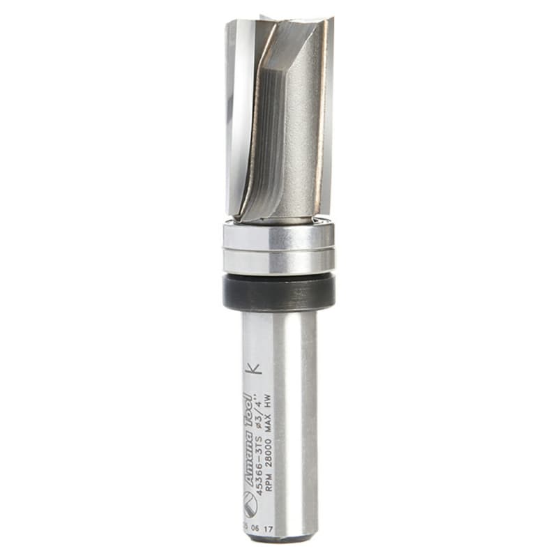 3/4" x 3-11/32" Flush Trim Plunge Template Router Bit with Upper Ball Bearing, 3-Flute, 1/2" Shank