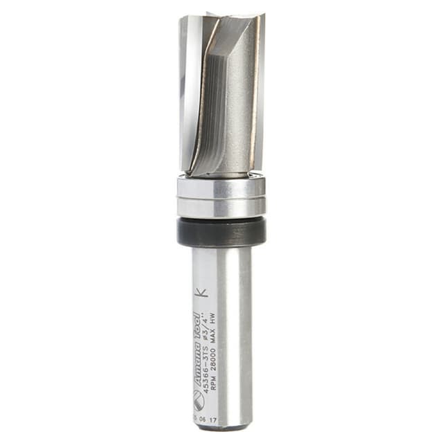 3/4" x 3-11/32" Flush Trim Plunge Template Router Bit with Upper Ball Bearing, 3-Flute, 1/2" Shank