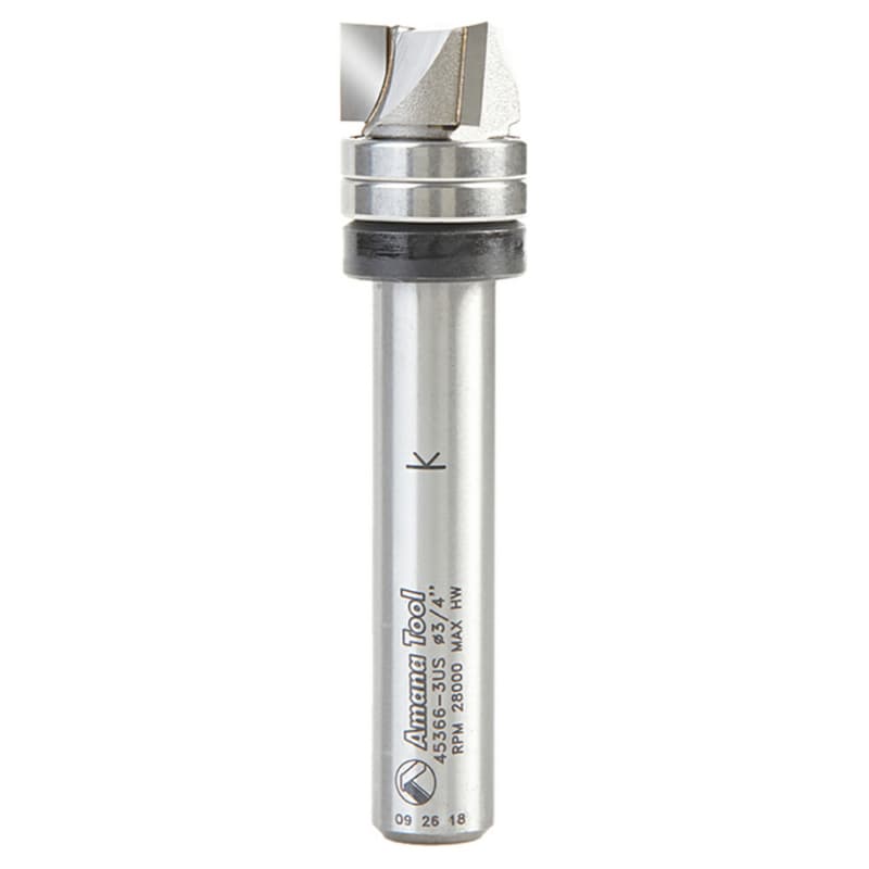 3/4" x 3-1/4" High Production Up Shear Flush Trim Plunge Template Router Bit, 3-Flute, 1/2" Shank