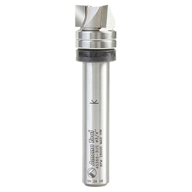 3/4" x 3-1/4" High Production Up Shear Flush Trim Plunge Template Router Bit, 3-Flute, 1/2" Shank