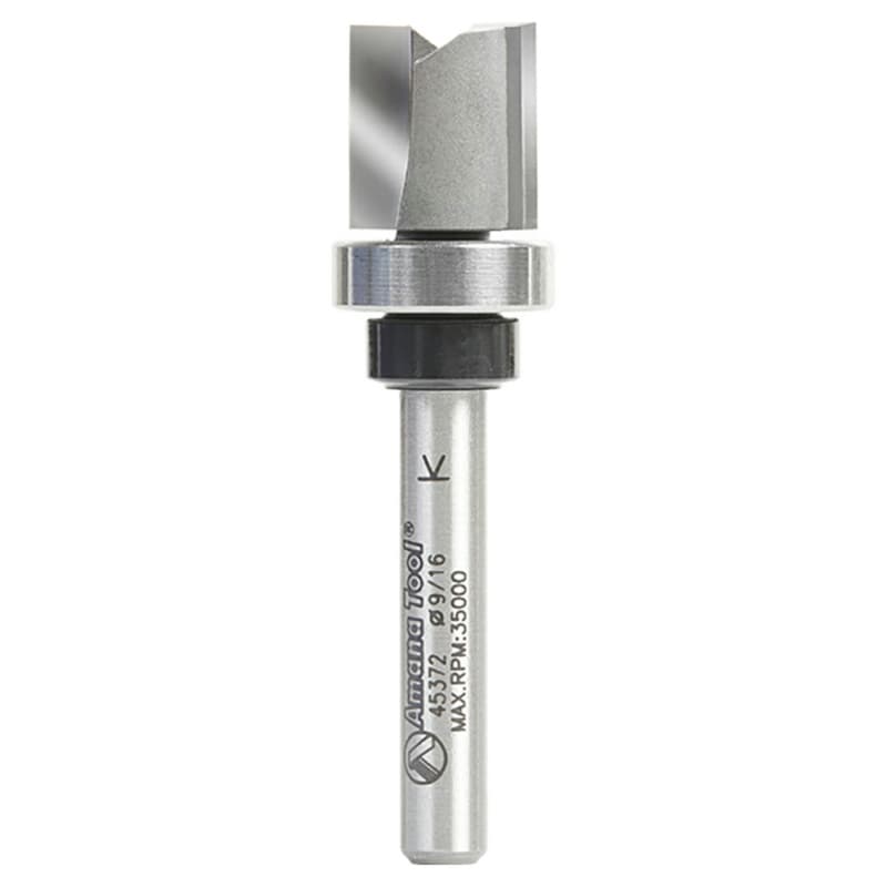 9/16" x 2-5/16" Flush Trim Plunge Template Router Bit with Oversized Upper Ball Bearing, 2-Flute, 1/4" Shank
