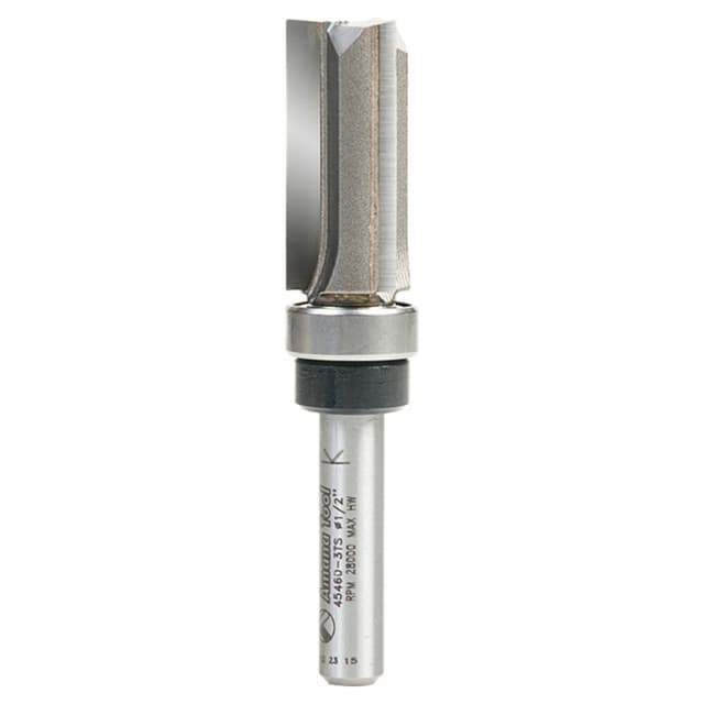 1/2" x 2-1/2" Flush Trim Plunge Template Router Bit with Upper Ball Bearing, 3-Flute, 1/4" Shank