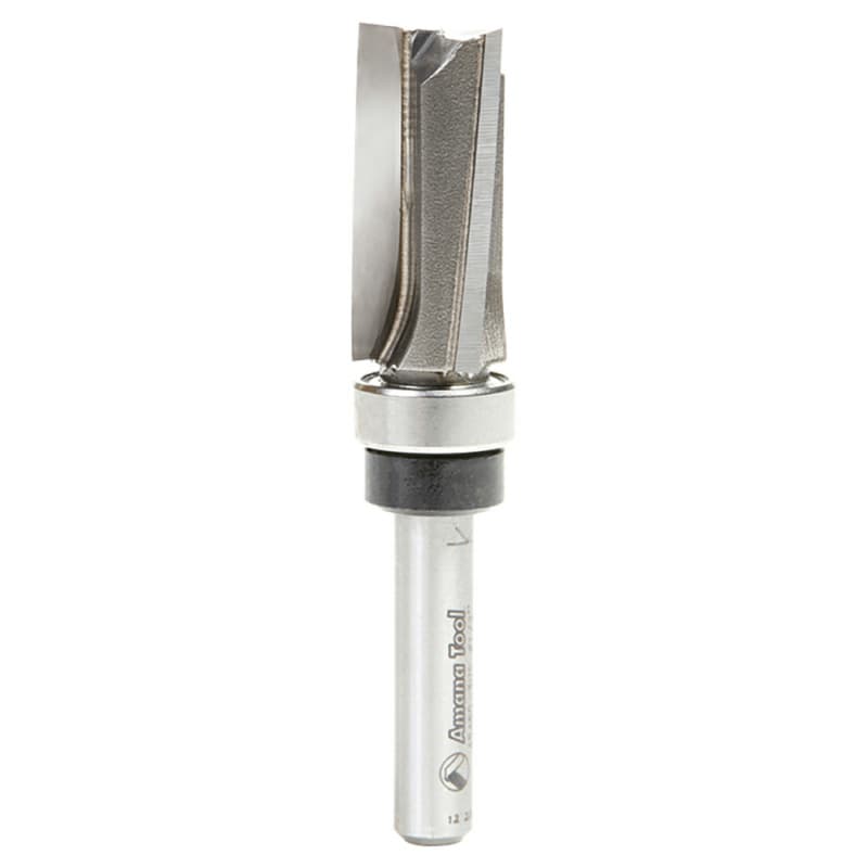 1/2" x 2-1/2" Up Shear Flush Trim Plunge Template Router Bit with Upper Ball Bearing, 3-Flute, 1/4" Shank