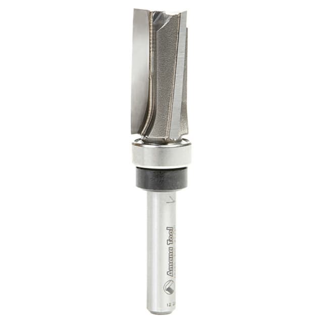 1/2" x 2-1/2" Up Shear Flush Trim Plunge Template Router Bit with Upper Ball Bearing, 3-Flute, 1/4" Shank