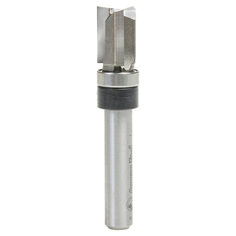 3/8" x 2" Flush Trim Plunge Template Router Bit with Upper Ball Bearing, 3-Flute, 1/4" Shank