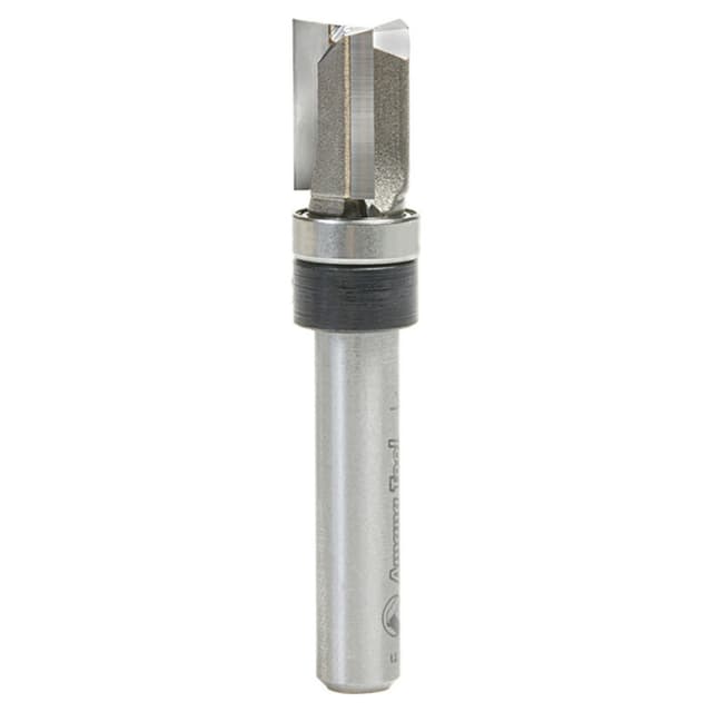 3/8" x 2" Flush Trim Plunge Template Router Bit with Upper Ball Bearing, 3-Flute, 1/4" Shank