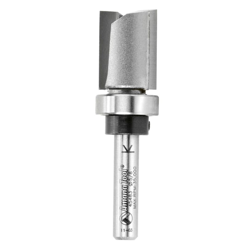 5/8" x 2-1/2" Flush Trim Plunge Template with Upper Ball Bearing, 2-Flute, 1/4" Shank