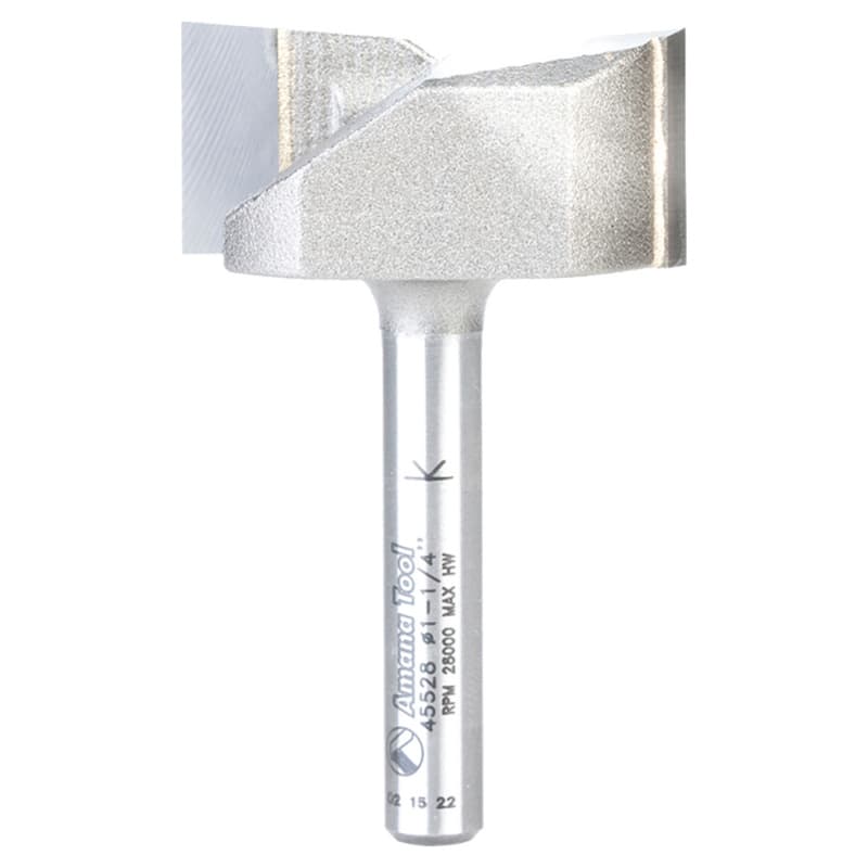 1-1/4" x 9/16" Carbide Tipped Spoilboard Surfacing, Rabbeting, Flycutter, Slab Leveler, Surface Planer/Flattening Router Bit, 2-Flute, 1/4" Shank
