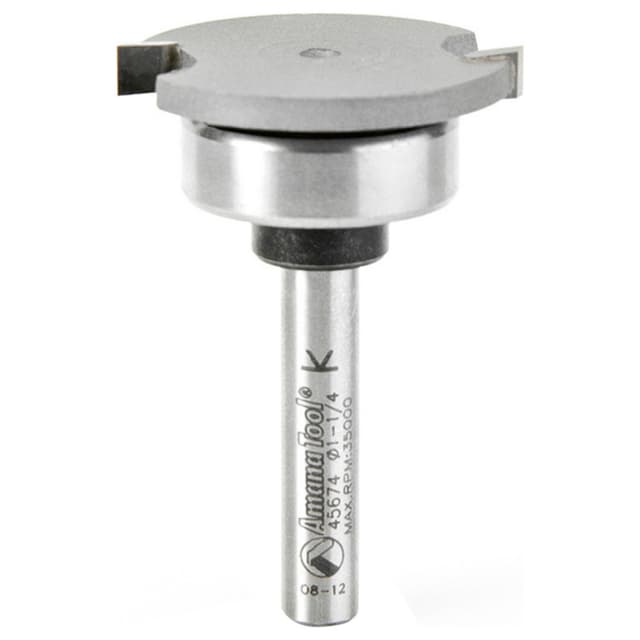 1-1/4" x 1-7/8" Straight Dedicated Cutter Flooring Bit with Upper Ball Bearing, 2-Flute, 1/4" Shank